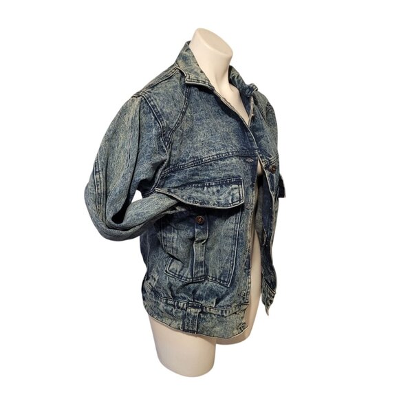 Vintage Belma Distressed 80s Denim Jacket Size Small Blue Retro Acid Wash - Picture 6 of 9